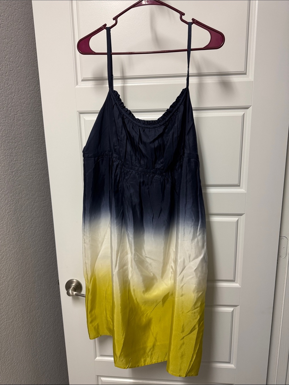 Loft - Size 14 - Ombre Navy to Yellow Spaghetti-Strap Dress